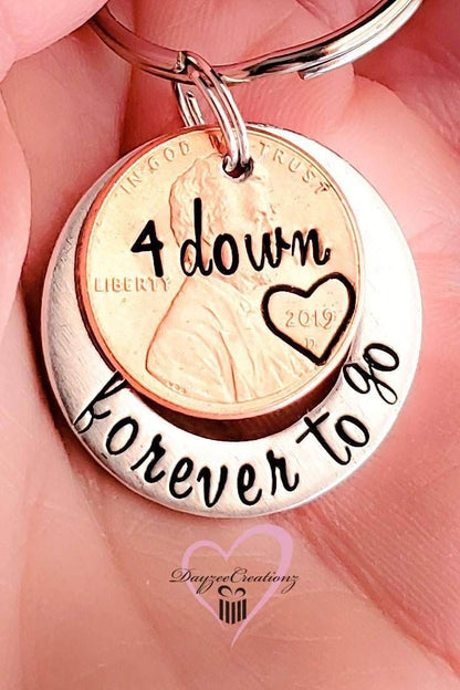 4 YEAR Anniversary Penny Keychain -Forever to Go