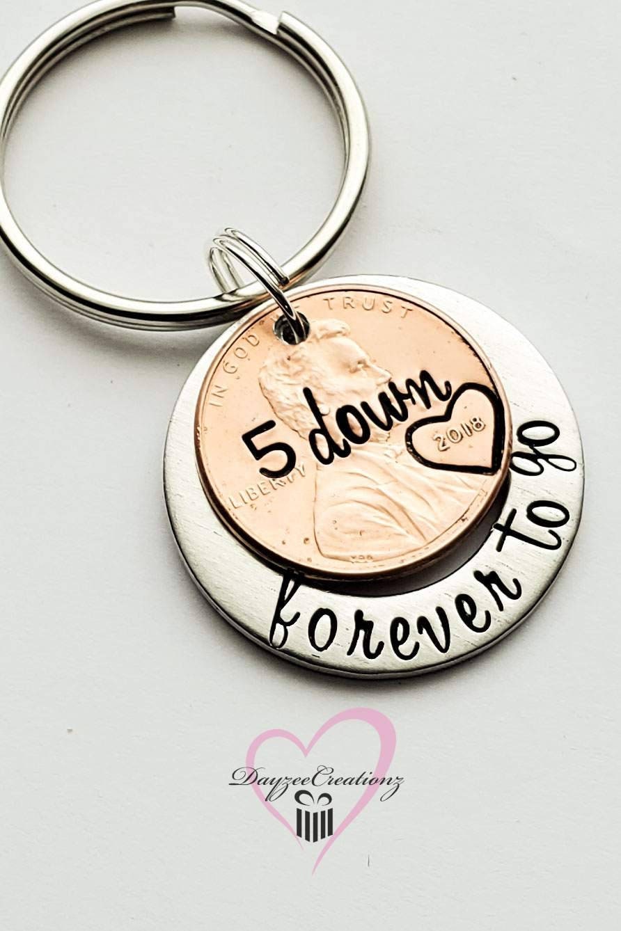 Personalized Forever to Go Penny Keychain, 5 year Anniversary Gift, Men, Boyfriend, Girlfriend, Her, Him, Valentine's, Wife, Husband,