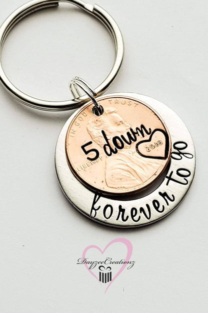 5th Anniversary  Forever to Go Penny Keychain