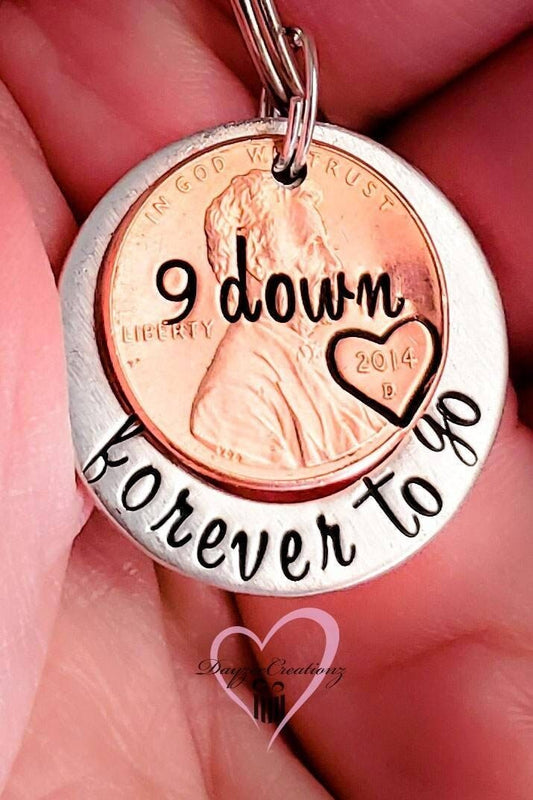 Personalized Forever to Go Penny Keychain, 9 year Anniversary Gift, Men, Boyfriend, Girlfriend, Her, Him, Valentine's, Wife, Husband, 9th