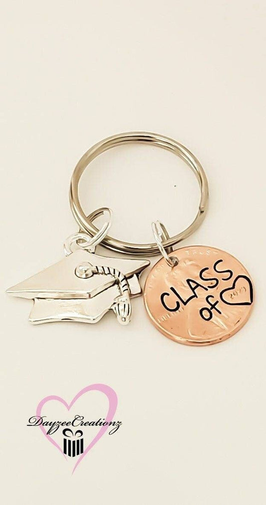 Personalized Graduation Penny Keychain, Class of 2024, Gift, for Her, Him, College, High School, Grad, Best Friend, Bulk, Son, Daughter