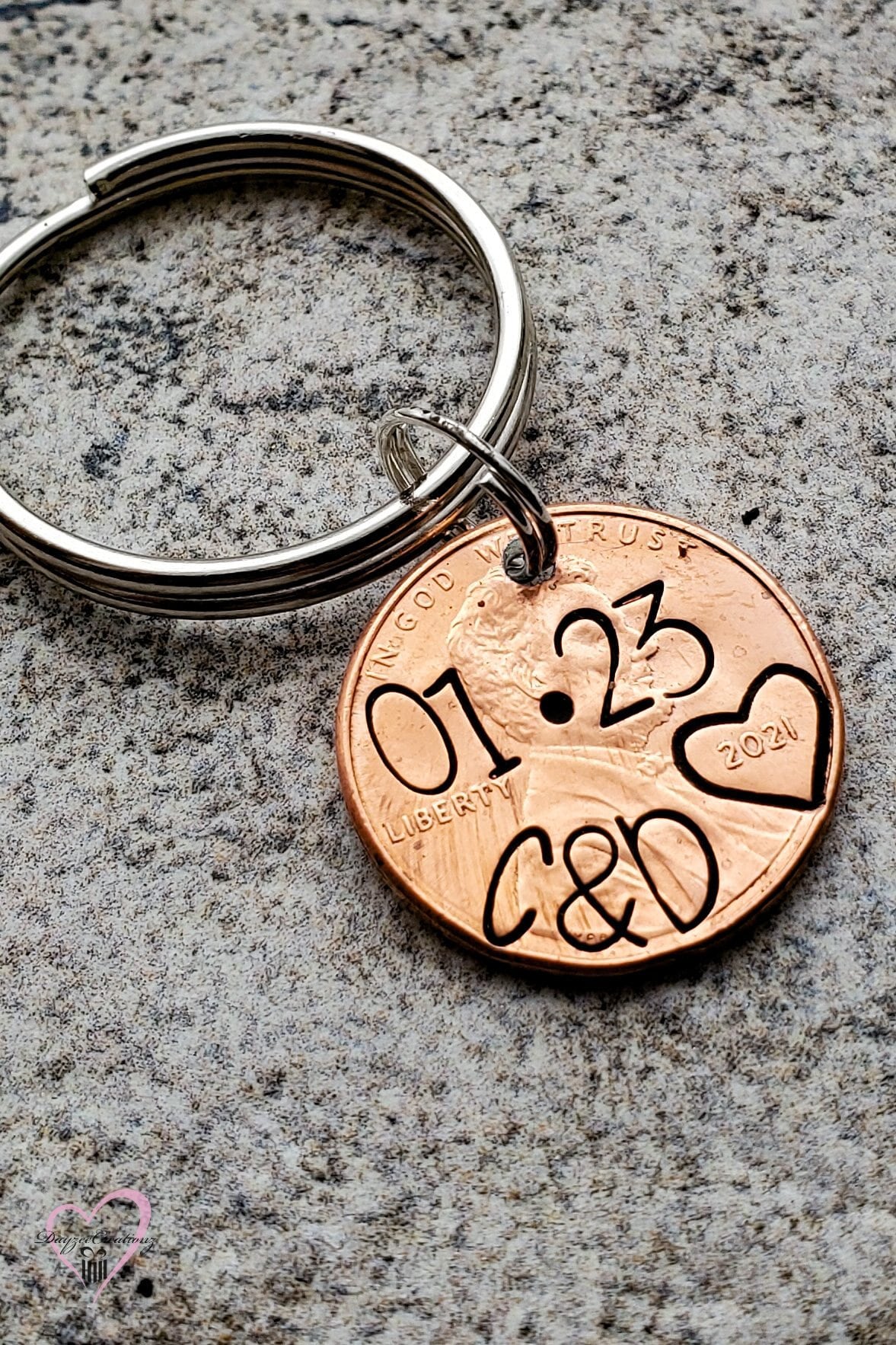Personalized Valentine's Day Gift for Him, Penny Keychain, Anniversary Gift For Men, Girlfriend, Boyfriend, Husband, Wife, Wedding, Her, 1st