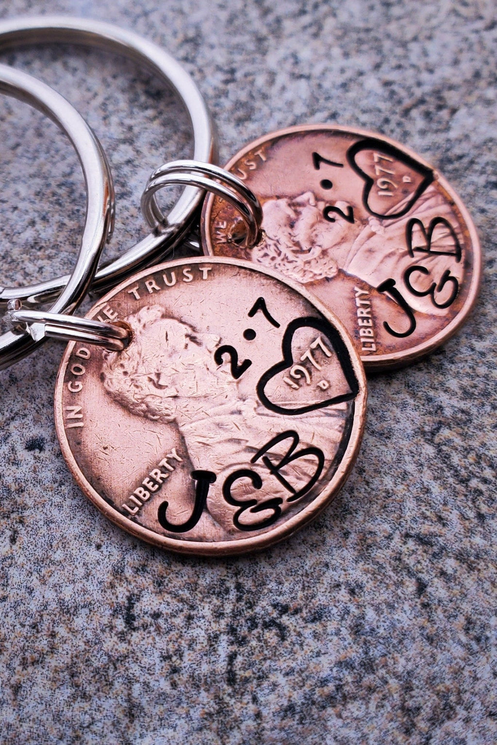 PAIR of 2 Anniversary Penny Keychains