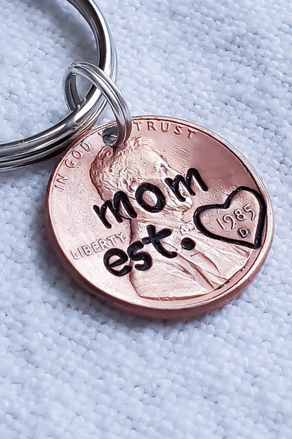 Personalized Custom Mom Penny Keychain