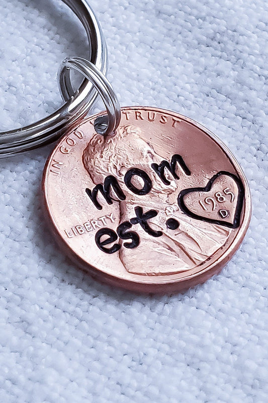 Personalized Custom Valentine's Gift for Mom, Mommy, Mother's Day Gift, First Baby, New, from Daughter, Son,  Baby, Penny Keychain